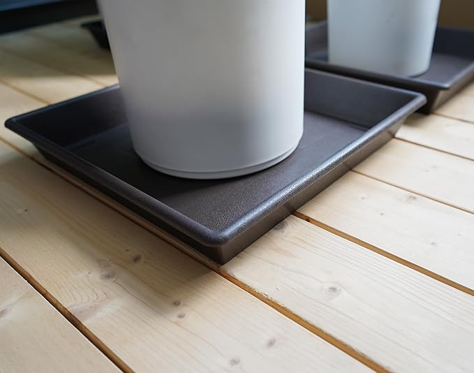 Square Plant Saucer 14 Inch 2 Pack，Plant Stand Plant Trays for Pots Heavy Duty Plastic Plant Saucers for Indoors Outdoors, Flower Pot No Holes Plant Lover Gardening Gifts