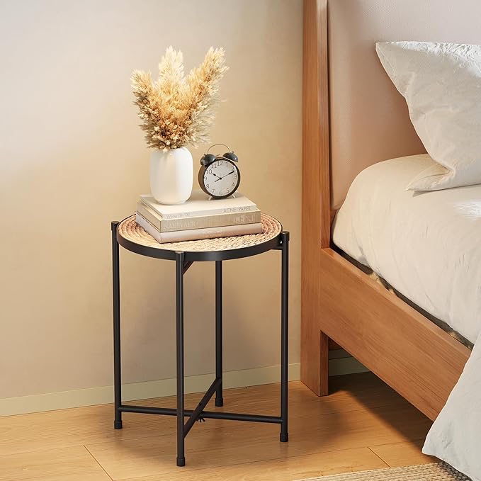 Bamworld Rattan Plant Stand Indoor,Round Plant Table for Large Plants,Tall Heavy Duty Plant Holder for Living Room Bedroom Balcony,Boho Rattan Decor