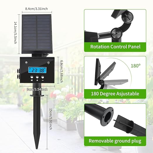 Solar Drip Irrigation System, Automatic Irrigation System for Outdoor Gardening，2200mA Battery and rain Sensing Function,for courtyards, Balconies, Gardens, 10 Potted Plants