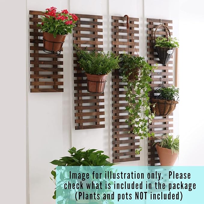ShopLaLa Wall Planter for Climbing Plants Outdoor - Wooden Hanging Living Vertical Garden Outdoor Indoor Plant Stand Large Tall Long Ladder Vinyl Plant Hanger for Hanging Flower Pots 59" (150cm)
