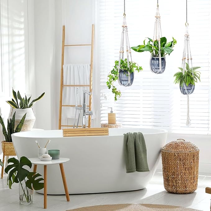 Small Hanging Planters Self Watering 5 Inch, 3 Set Hanging Plant Pot for Indoor Outdoor Plants, Hanging Flower Pots with Drainage Hole & 2 Kinds of Plant Hangers for Garden Home Decor