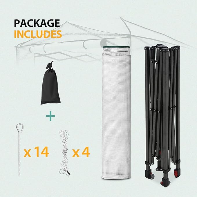 EAGLE PEAK 8x6 Portable Walk-in Greenhouse, Pop-up Indoor Outdoor Garden Green House, Zippered Doors and Windows, PE Cover, White