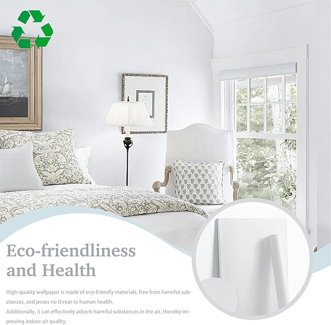 Dimoon 787''x17.7'' White Peel and Stick Wallpaper Contact Paper Self Adhesive Wall Paper