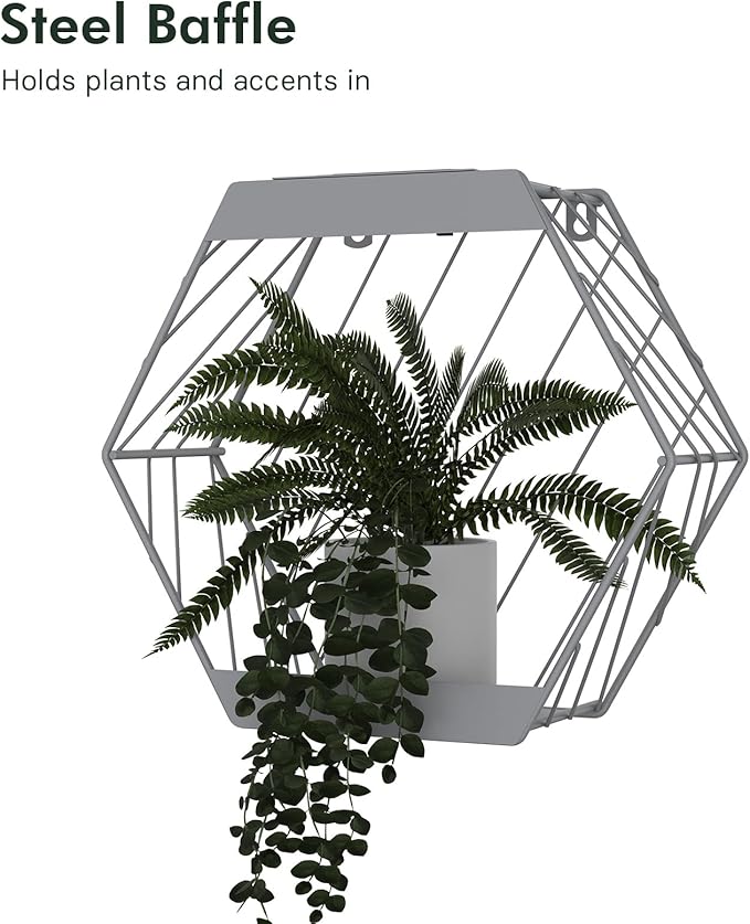 Grand patio Outdoor Leiden LED Solar Hexagon Wall Sconce Planter, with Dusk to Dawn Sensor Decor Wall Lighting for Garage Doorway Patio Yard, Cement Grey(S-Linear)