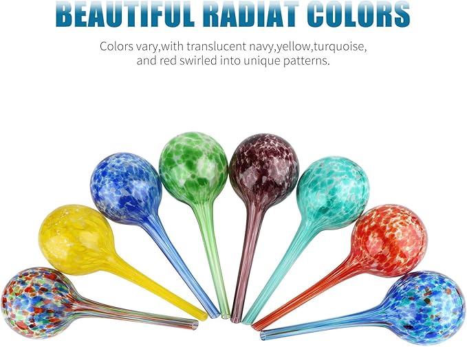 Brajttt Plant Watering Globes Automatic Glass Watering Bulbs, Glass Ball Planter, Decorative Garden Watering Cans Glass drip Ball with 8 Tags, 8-Pack, 2.95 inch Diameter