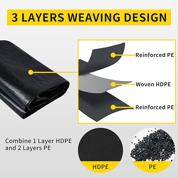 TEZONG Pond Liner,8x10Ft Pond Liners for Outdoor,28Mil Black Koi Fish Pond Liners,Reinforced Pond Underlayment for Ponds,Water Gardens,Waterfall