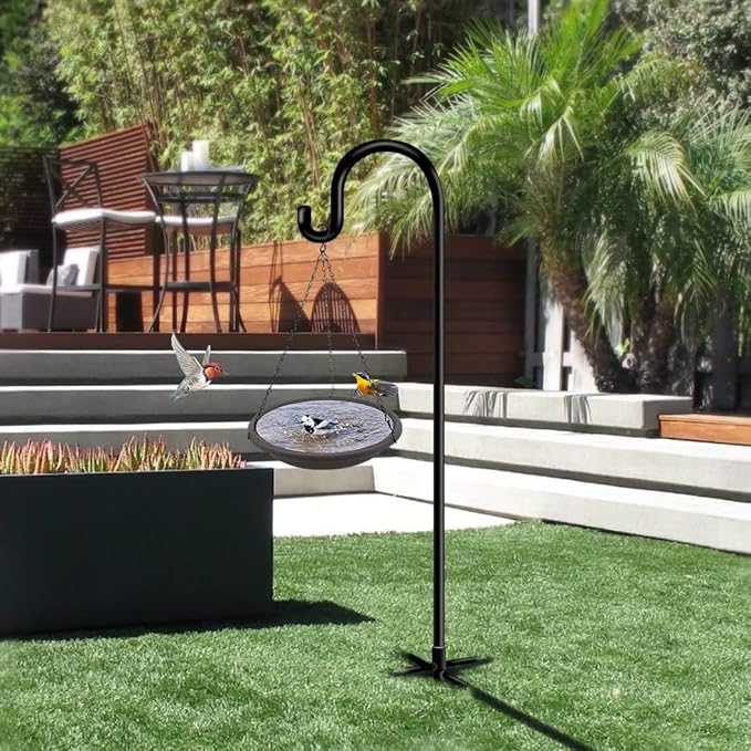 Bird Feeder Pole 60inch Heavy Duty Shepherds Hooks for Outdoor, Tall Hummingbird Feeder Stand for Hanging Plants Basket, Wind Chimes, Solar Lantern Flower Pots, Wedding Decor 2Packs