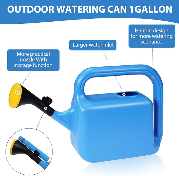 Outdoor Watering Can for Plants Indoor Watering Can for Houseplants 3/4 Gallon 3L (Blue)