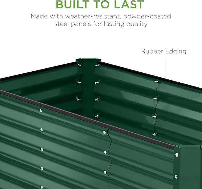 Best Choice Products 4x2x2ft Outdoor Metal Raised Garden Bed, Deep Root Planter Box for Vegetables, Flowers, Herbs, and Succulents w/ 119 Gallon Capacity - Dark Green