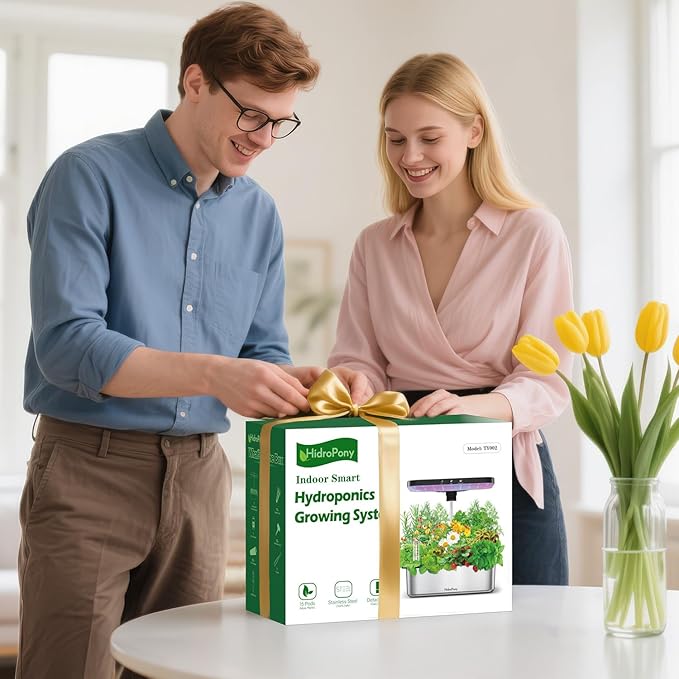 Stainless Steel Hydroponics Growing System kit Indoor Garden: 15 Pods Herb Garden with 24W Full Spectrum Grow Light, Hydroponic Gardening System with Silent Pump, Planting Height Up to 19.7"