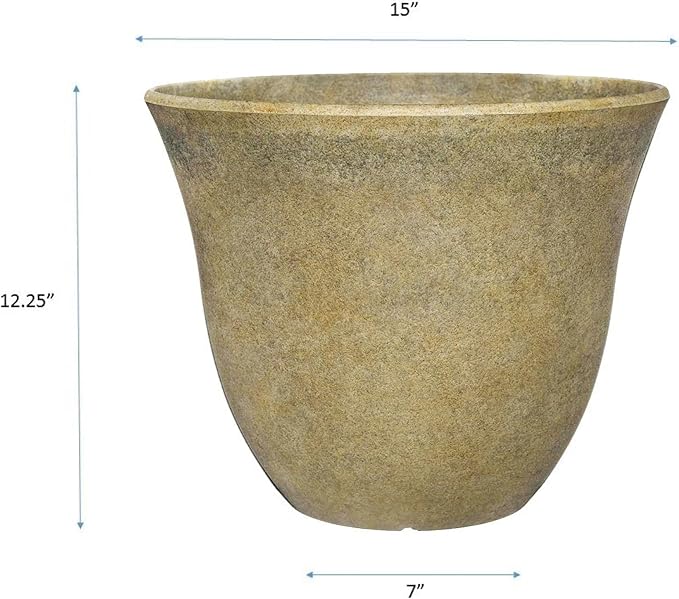 Classic Home and Garden Honeysuckle Resin Flower Pot Planter, Fossil Stone, 15"