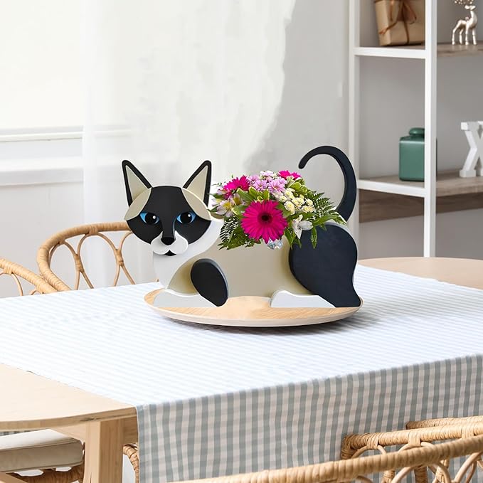 Siamese Cat Planter Plant Pots,Cute Garden Dog Flower Planter,Dog Planters Birthday Gifts for Women,Office,Indoor/Outdoor Decor(12.5 * 5.6 * 7.8in)