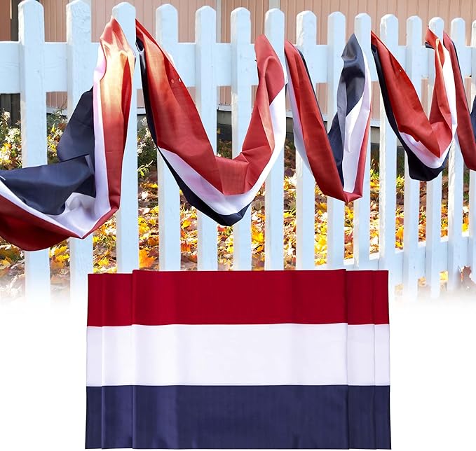 EBaokuup 20x2 Ft American Flag Bunting-4th of July Banner Decor Red, White & Blue Stripe Flag-Large Patriotic Bunting US Flag Decorations for Independence Day Outdoor Porch Garden