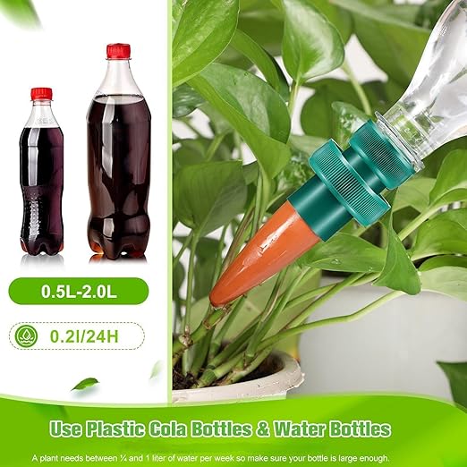 Patelai Terracotta Plant Watering Spikes Self to Use with Cola Bottles Houseplant Watering Stakes Automatic Irrigation System(25 Pack,Terracotta)