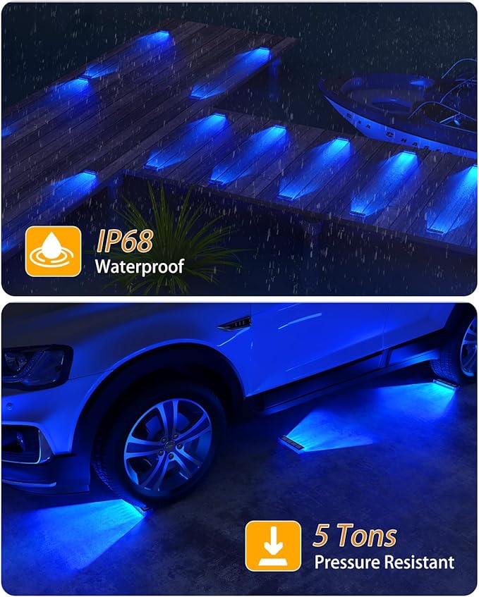 Blue Solar Lights for Outside,6 Pack Solar Deck Lights Outdoor Waterproof LED,Blue Step Light for Outside,Dock Light Solar Powered Waterproof for Deck,Steps,Dock,Driveway,Stair,Path