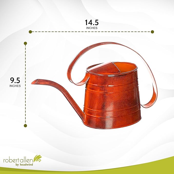 ROBERT ALLEN MPT01506 Danbury Metal Watering Can, Tango Orange