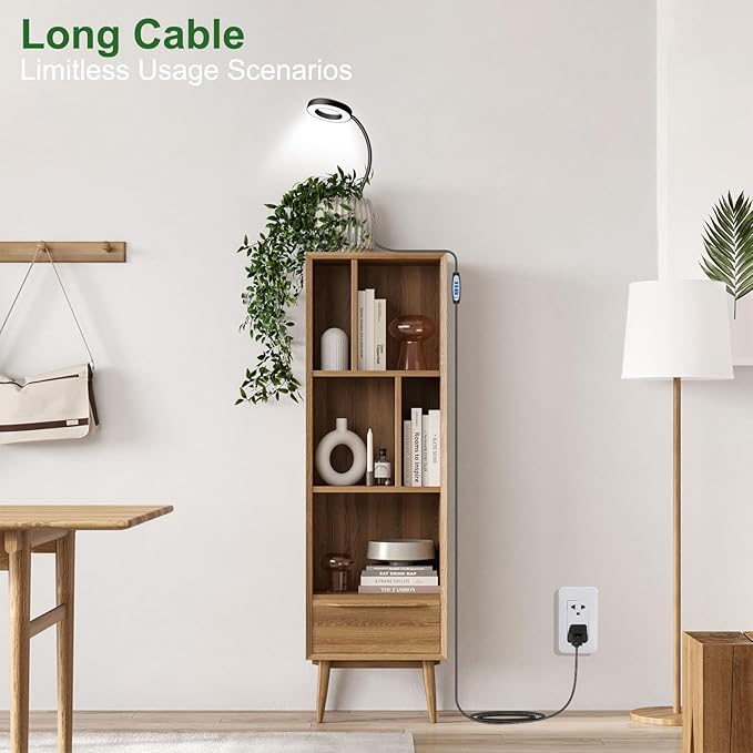 wolezek 2 in 1 Grow Lights for Indoor Plants, 3 Colors Plant Lights for Indoor Growing with 360° Gooseneck, 48 LEDs Full Spectrum Plant Grow Lights Indoor, 6/12/16H Timer, 5 Brightness, Black 2 Pack