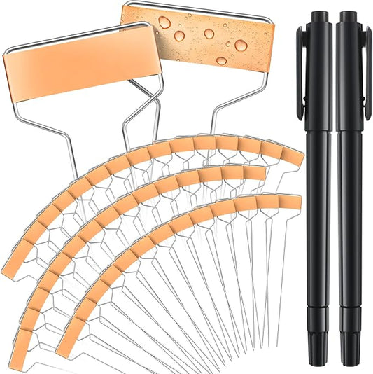 Moxweyeni 60 Pcs Metal Garden Tags Plant Labels for Garden Waterproof Plant Markers with 2 Permanent Pen Planting Nursery Tags Reusable Labels Stake for Plants(Copper,10 Inch)