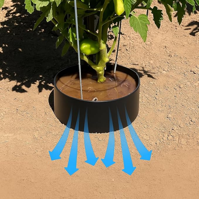 Garden Water Ring 5-Pack – Root Zone Irrigation Water Saver Rings for Garden Plants – Precision Hydration, Weed Control & Fertilizer Containment – Made in USA – Reusable Garden Watering Tool