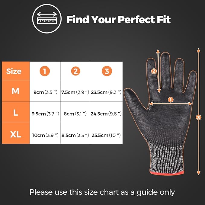 Donfri A9 Cut Resistant Work Gloves for Men - Steel + HPPE Hybrid Safety Gloves for Men, ANSI Cut Level 9 Protection Flexible for Metal Glass Wood Construction Fishing
