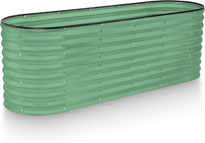 Galvanized Raised Garden Beds Outdoor // 6×2×2 ft Planter Raised Beds for Gardening, Vegetables, Flowers // Large Metal Garden Box (Light Green) // Patented Tool-Free Design