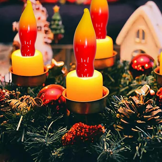 12 Pack C7 Replacement Bulbs E12 Candelabra Bulb - Red Yellow Incandescent Light Bulbs, Perfect as Halloween Christmas Light Bulbs, Candle Light Bulbs, 7 Watt, E12 Base