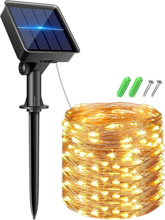 Kolpop Solar Fairy Lights Outdoor, 32FT 80LED Twinkle Light Outdoor Waterproof, 8 Modes Copper Wire Mini String Lighting for Garden Christmas Tree Outside