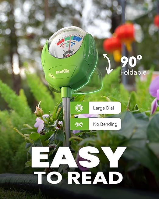 RAINPOINT Soil Moisture Meter for Plants - Accurate Plant Water Meter for Houseplants and Outdoor Plants,Gardening,Farming,No Batteries Needed(Green)