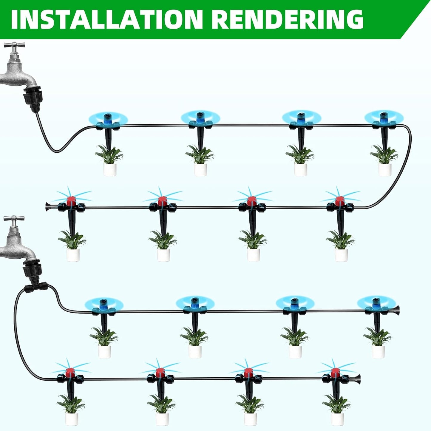 82FT Drip Irrigation System, 2025 Quick Connector Garden Irrigation System, Adjustable Nozzle, Garden Watering System with 1/4 '' Pipe, Garden, Vegetable, Greenhouse, Lawn Sprinkler