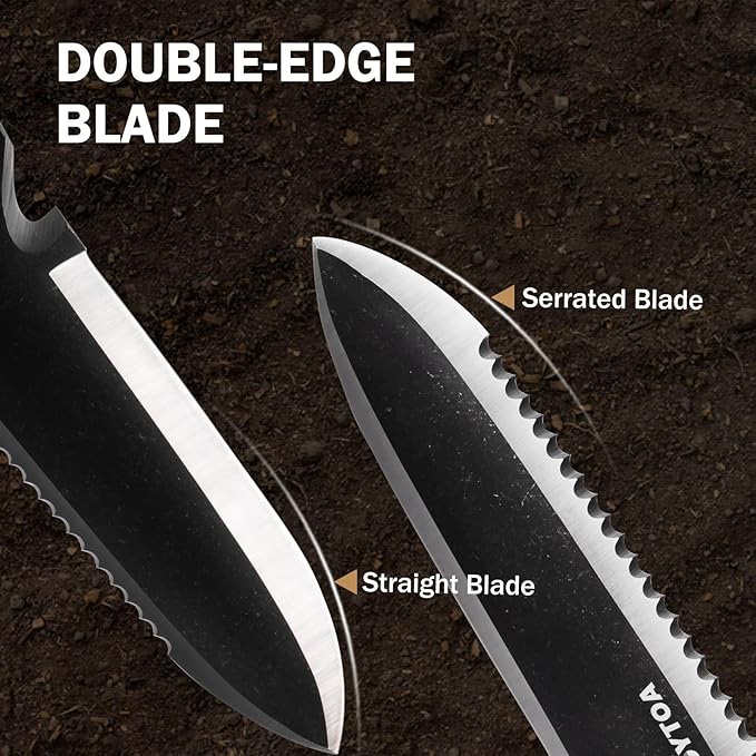 Hori Hori Garden Knife, Garden Tools with Sheath for Weeding,Planting,Digging, 7" Stainless Steel Blade with Cutting Edge, Full-Tang walnut Wood Handle with Hanging Hole