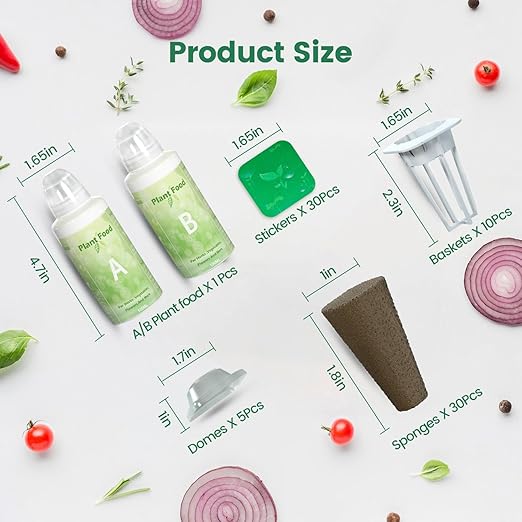LetPot 77 Pcs Seed Pod Kits, Square Grow Anything Kit for Hydroponics, with 2 A&B Nutrient Plant Foods and 30 Sponges, 5 Domes, 10 Baskets, 30 Stickers, Compatible with LetPot Mini, YOOCAA, QYO, LYKO