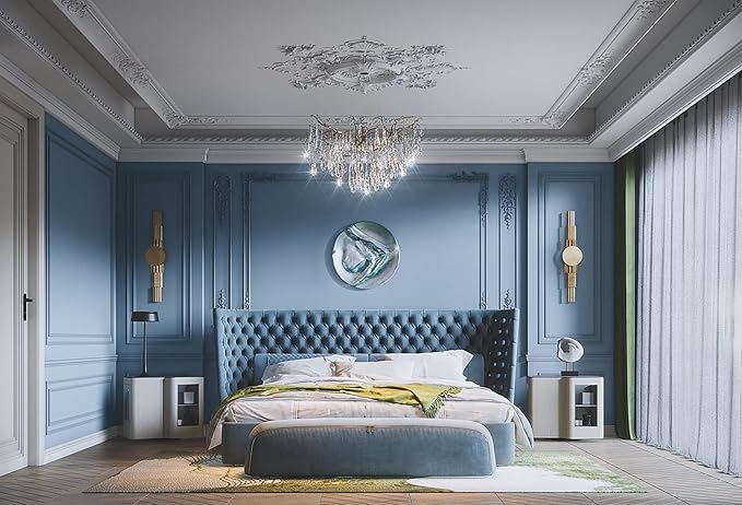 Dimoon 236''x23.6'' Blue Peel and Stick Wallpaper Contact Paper Modern Self Adhesive Wall Paper Removable Renter Friendly Textured Solid Color Shelf Cabinet Vinyl Roll (236''x23.6'',Blue Grey)