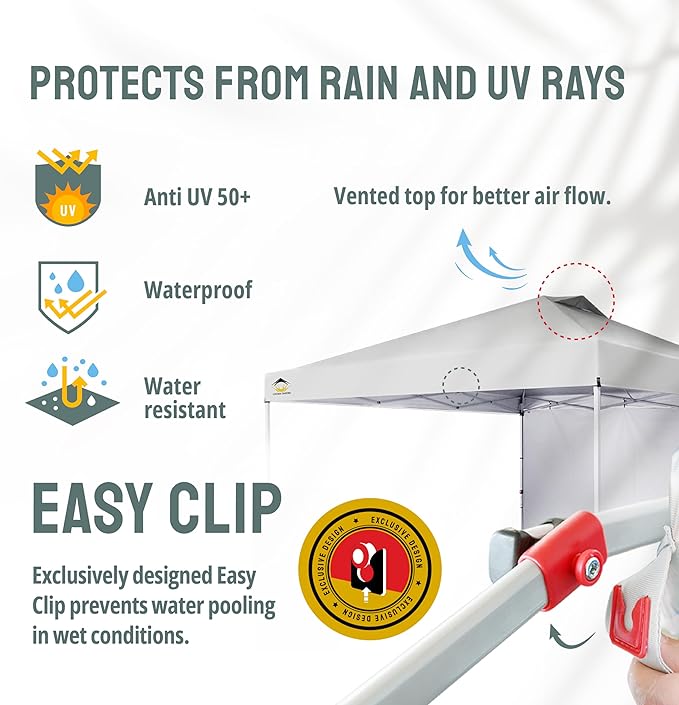 CROWN SHADES 12x12 Pop Up Canopy Tent Instant Commercial with 150D Silver Coated Fabric Including 1 Removable Sidewall, 4 Ropes, 8 Stakes, Weight Bags, STO 'N Go Bag, White