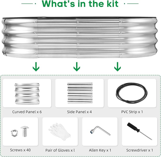 JERIA Raised Garden Bed,Galvanized Raised 4×2×1ft Planter Boxes Outdoor with Easy Assembly, Large Garden Bed for Vegetables, Fruits, Flowers