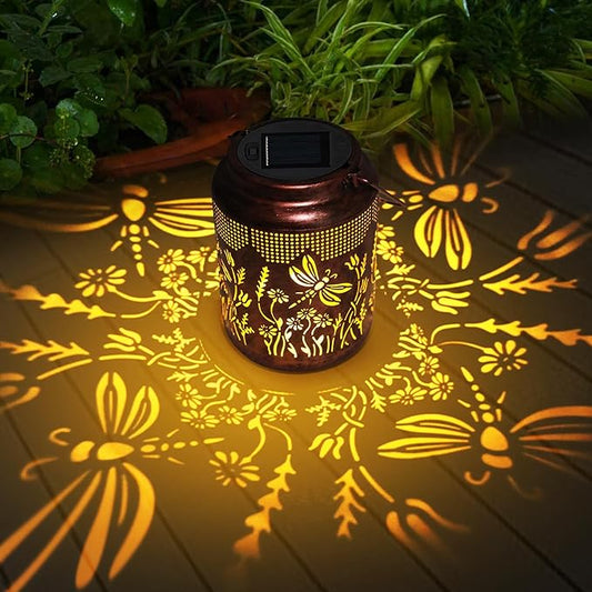 Fastrrugle Solar Lanterns Outdoor Waterproof Hanging Dragonfly Solar Lights Outdoor Decorations Gifts for Women Mom Grandma LED Lanterns Garden Decor Outside for Yard, Patio, Backyard, Porch