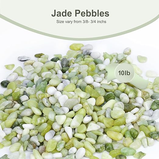10 lbs Jade Pebbles for Indoor Plants, Decorative Pebbles for Bamboo, Vase, 3/8" Plant Gravel for Pots Indoor, Highly Polished Small River Rocks