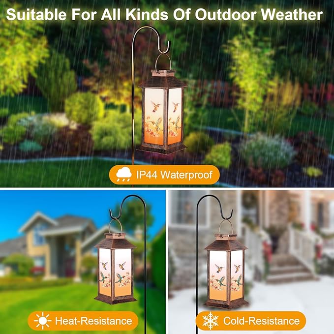 Solar Lantern Outdoor Waterproof Hummingbird Garden Decor Birthday Gifts for Women Mom and Grandma Solar LED Plastic Decorative Hanging Light for Yard(Hummingbird )