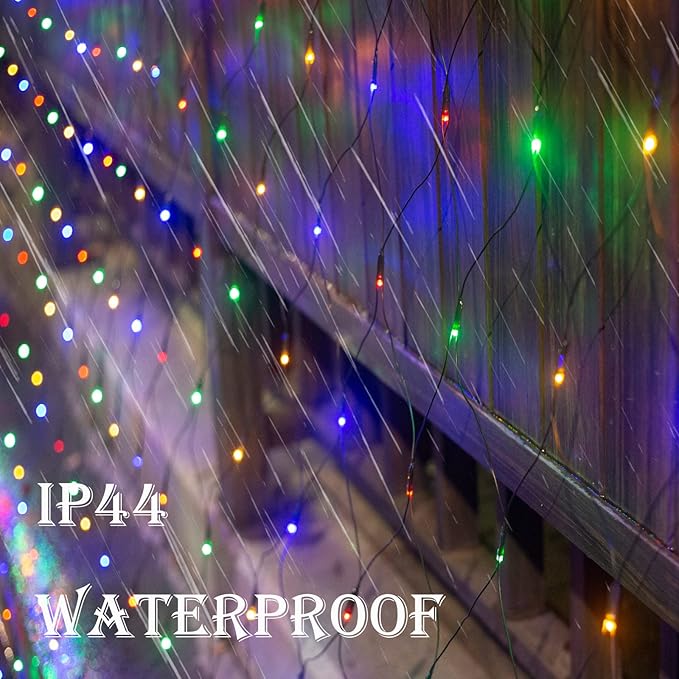 Colorful Christmas Net Lights Outdoor 8 Modes, 21ft x 5ft Waterproof Mesh Lights Giant 360 LED Net Lights Mulitcolored Fairy String Christmas Lights Connectable for Bushes Tree Garden Home Party