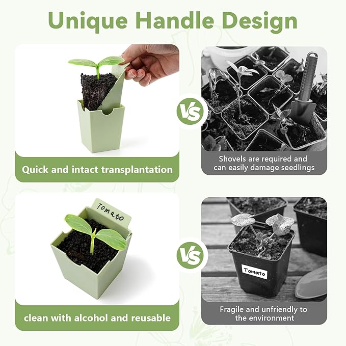 Green Bazzar Seed Starter Tray with Handle, 9 Individual Cells, Reusable Plant Germination Trays with Humidity Lid, Ideal for Germinating Seeds Indoors & Transplanting Outdoors, Durable & Easy to Use