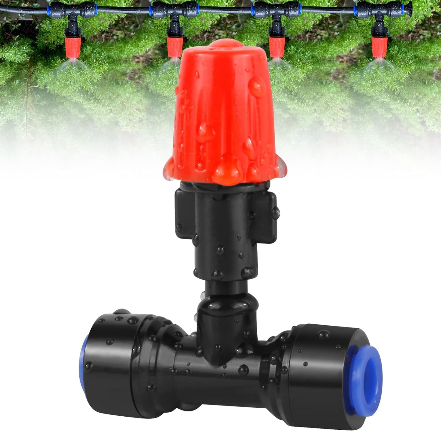 20PCS Adjustable Drip Irrigation Emitters(Mist)Kit-Quick Connect for 1/4" Tubing, Water-Saving, Dual Adjustment System-Easy to Install Drippers for Precise Garden Watering of Vegetables,Shrubs&Flowers