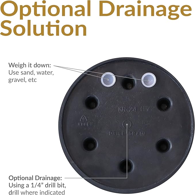 Sunnydaze 24-Inch Anjelica Large Plastic Pot for Plants - Outdoor Polyresin Round Planter with Drillable Drainage Holes - Slate - 2pk