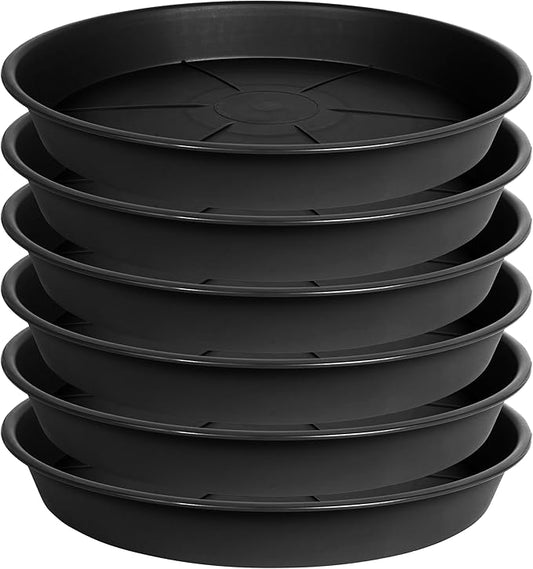 6 Pack of Plant Saucer 6 inch, Black Plastic Flower Plant Pot Saucer, Heavy Duty Plant Drip Trays Saucers for Indoor, Plant Water Tray for Planters