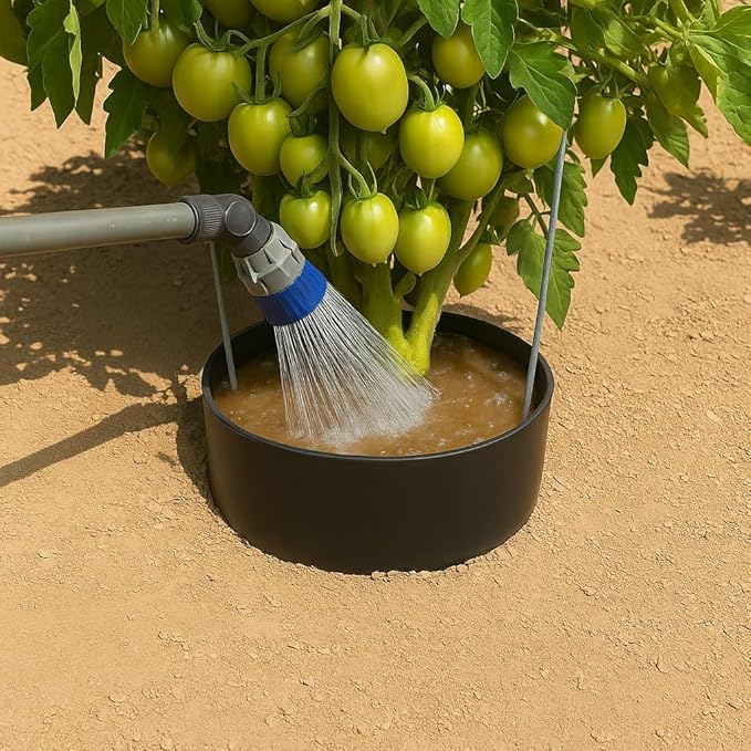 Garden Water Ring 5-Pack – Root Zone Irrigation Water Saver Rings for Garden Plants – Precision Hydration, Weed Control & Fertilizer Containment – Made in USA – Reusable Garden Watering Tool