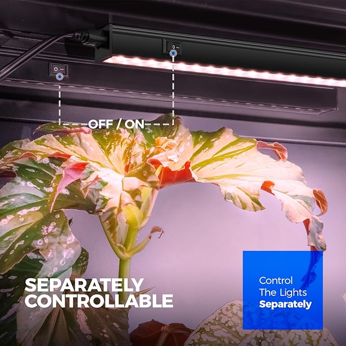 Barrina T5 Grow Light, LED Grow Lights with Black Cover, Full Spectrum Grow Light Strips, 1ft Pinkish White Plant Lights for Indoor Plants, Greenhouses, Plant Displays, Linkable Design, 8 Packs