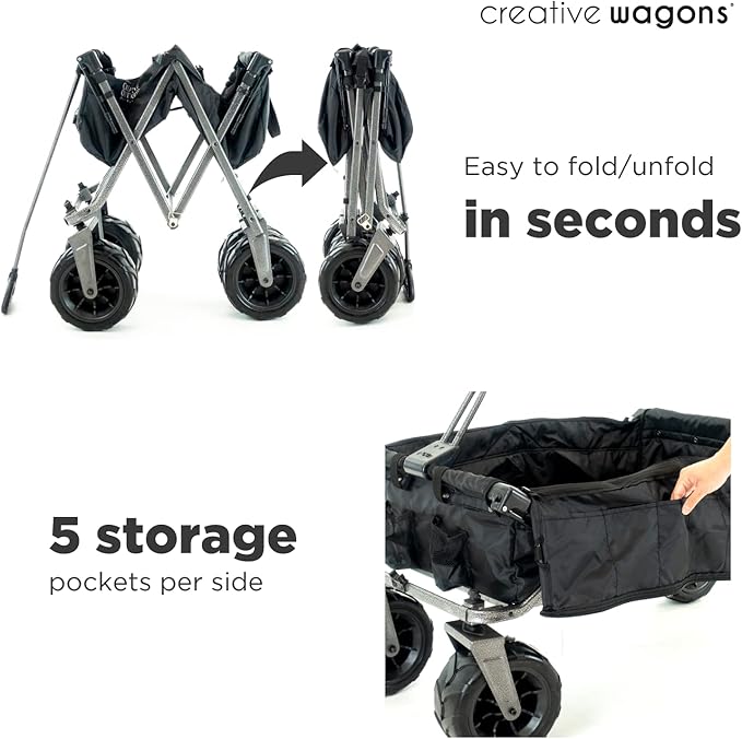 Creative Outdoor All-Terrain Deluxe Wagon | 360 Swivel All Terrain Wheels | Great for Beach, Park, Garden & Tailgate | Multiple Color Options