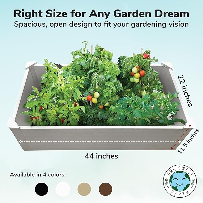 Raised Garden Bed - 2x4 ft Planter Box - White HDPE - No Tools Needed - DIY Kit for Urban Gardening, Flowers, Herbs & Vegetables - Made in The USA