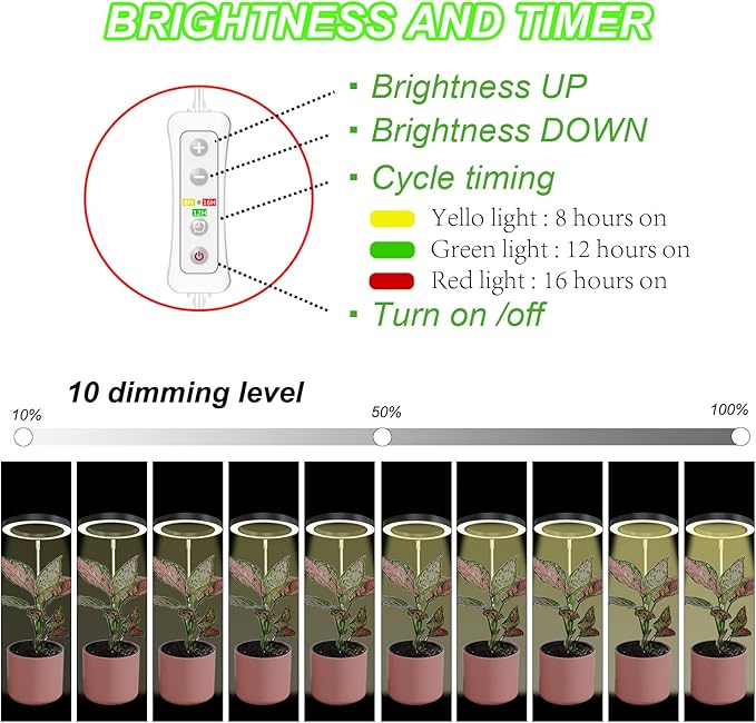 Plant Grow Light,yadoker LED Growing Light Full Spectrum for Indoor Plants,Height Adjustable, Automatic Timer, 5V Low Safe Voltage,Idea for Large Plant Light, 2 Pack