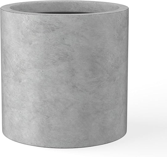 Kante 12.6" Dia Round Concrete Planter, Modern Style Large Cylindrical Plant Pot with Drainage Hole and Rubber Plug for Indoor Outdoor Patio, Natural Concrete