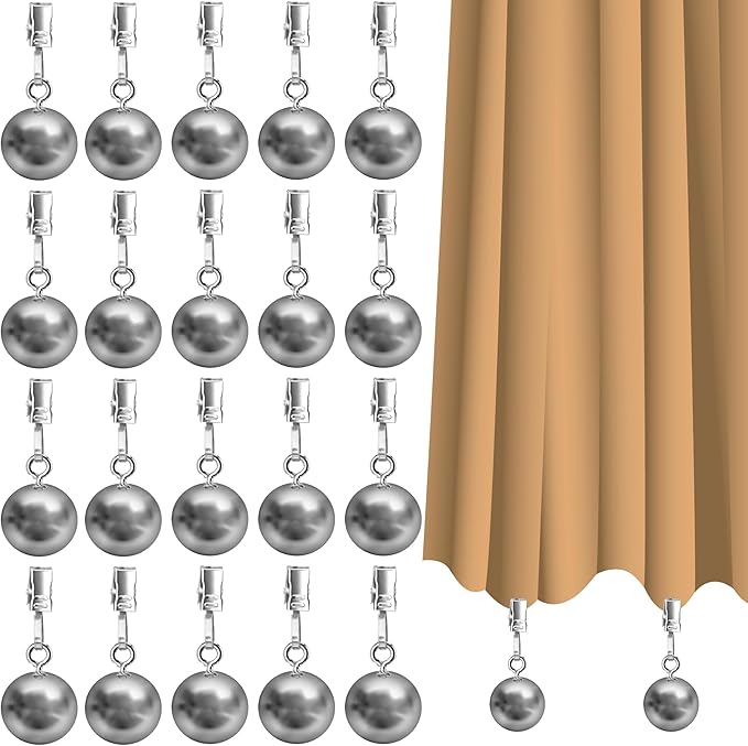 20 Pack Heavy Duty Curtain Weights for Outdoor, Stainless Steel Drapery Clip Keepping Curtain Panel Straight, Keep Outdoor Curtain Flag from Waving, Help Weigh Down Sun Curtain Tablecloth Garden Flag