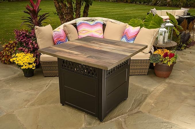 DualHeat by Endless Summer, The Harris, 38" Square Propane Gas Outdoor Fire Pit/Patio Heater